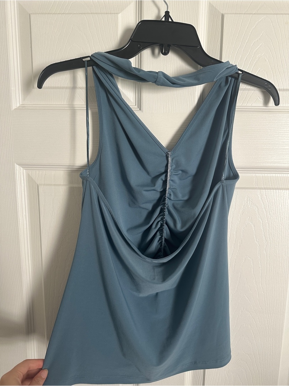 Anthropologie Slate Blue Ruched Halter Cami - Picture 6 of 8